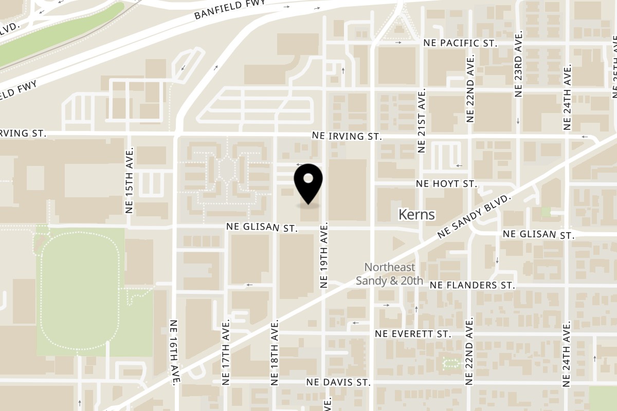 Map showing the location of Henry Higgins Boiled Bagels NE 19th Ave on 523 NE 19th Ave in Portland